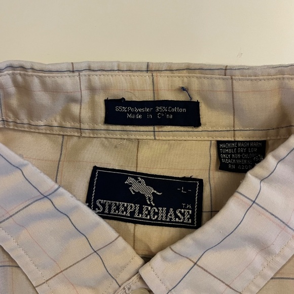 Vintage Steeplechase Tan Plaid Short Sleeve Button Down - Picture 3 of 5
